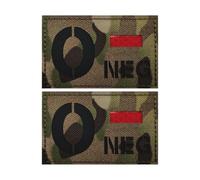 Lot de 2 patchs réfléchissants IR pour groupe sanguin négatif - Emblèmes tactiques médicaux pour militaire, airsoft, paintball - Engrenage en nylon durable