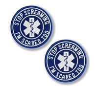 Lot de 2 patchs « STOP SCREAMING I'M SCARED TO » pour chemises, casquettes de baseball, uniformes, sacs à dos, gilet, casquettes, chapeaux, veste, badge, broderie tactique