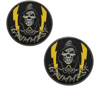 Lot de 2 patchs tactiques de moral du 493e Escadron F-35 de l'USAF - Motif tête de mort - 8,9 cm - Noir et jaune