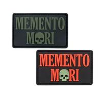 Lot de 2 patchs tactiques « Memento Mori » - En PVC 3D robuste - Motif tête de mort - Pour sac à dos, casquette de baseball, écusson et décoration DIY