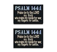 Lot de 2 patchs tactiques religieux Psaume 144:1 avec verset de la Bible foi Jésus Christ Bataille Combat Patch Patch Patch Emblème Patch pour Vêtements Uniforme Brassard Sac à dos