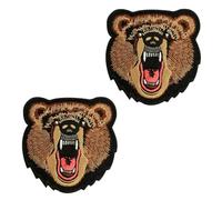 Lot De 2 Patchs Tête D'Ours Brodés, Brassard Tactique Brodé, Badge Animal Rugissant, Ruban Fusible, Décoration De Vêtements Et De Chapeaux, Patch Magique