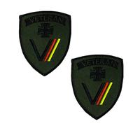 Lot de 2 patchs vétérans de l'armée allemande brodés fermeture compatibles avec Velcro - Écusson militaire VETERAN tactique morale allemande - Bouclier vétéran - 7 x 9 cm