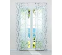 Lot de 2 pcs panneaux rideaux voilage fenetre intérieurs transparent avec motif branches voile -cendre blanche-L57 x H145 cm