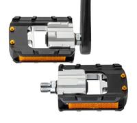 Lot de 2 pédales de vélo Pliables en d'aluminium, pédales avec Blocage Rapide et Larges Plates, avec Bandes réfléchissantes, antidérapantes et étanches pour vélo de Trekking, vélo
