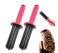 Lot de 2 peignes à boucler, peigne à boucler, peigne à boucler, peigne à boucler pour cheveux bouclés, outil de rouleau portable, brosse à cheveux ronde professionnelle antidérapante pour la maison