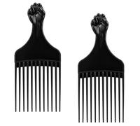 Lot de 2 peignes à cheveux afro en plastique à dents larges pour cheveux bouclés, longs, épais, perruques, coiffage, démêlage, ajout de volume