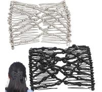 Lot de 2 peignes à cheveux doubles pour femme, 2 pinces à double peigne extensibles en perles, 7, 6 x 9, 4 cm, accessoires de cheveux DIY pour femmes, filles, clips pour