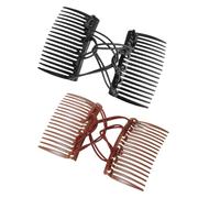 Lot de 2 peignes à cheveux élastiques en plastique - Peigne à chignon élastique réglable et clip pour cheveux bouclés, épais et ondulés