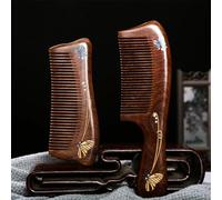 Lot de 2 peignes à cheveux en bois de santal avec manche épais pour massage du cuir chevelu