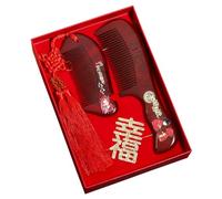 Lot de 2 peignes à cheveux en bois rouge pour mariage