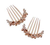 Lot de 2 peignes à cheveux en métal avec strass scintillants et longues dents en forme de fleur en cristal pour chignon - Accessoires pour filles et femmes B