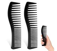 Lot de 2 peignes à cheveux multi-usages en plastique à double dents de 18,3 cm - Peigne de barbier professionnel à grandes dents et à dents fines - Peigne de toilettage pour homme et femme (noir)