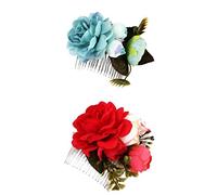 Lot de 2 peignes à cheveux nobles en forme de feuille de strass pour femme | Accessoires de cheveux pour mariages, bals et fêtes | Coiffe tendance