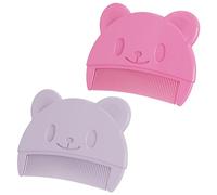 Lot de 2 peignes à cheveux pour bébé en forme d'ourson - Brosses de bain - Produits pour le soin des cheveux des nouveau-nés (violet, rose)