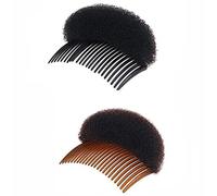 Lot de 2 peignes à cheveux volumineux Bump It Up - Outil de fabrication de chignon - Accessoire de coiffure pour femme et fille (1 noir + 1 marron)