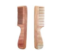 Lot de 2 peignes à dents larges et fines en bois de margousier avec manche
