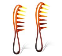 Lot de 2 peignes à dents larges pour boucles, peignes à dents de requin, peignes à cheveux bouclés en plastique durable, peigne de coiffure pour perruques de cheveux longs, bouclés et ondulés (style