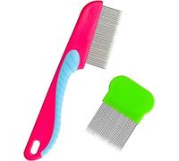 Lot de 2 peignes à poux réutilisables en plastique durable pour adultes, enfants, chiens, chats, traitement des poux de tête, élimine les poux