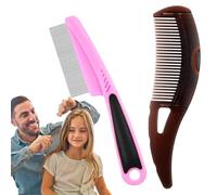 Lot de 2 peignes anti-pellicules - Manche en bois et acier inoxydable - Peigne anti-pelliculaire - Dents fines en acier inoxydable - Pour homme et femme