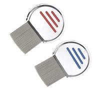 Lot de 2 peignes anti-poux en acier inoxydable pour éliminer les poux et les poux, les lentes, les tiques, les œufs et les poux avec dents double face pour adultes, enfants, animaux domestiques