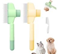 Lot de 2 peignes anti-puces pour chats, peignes durables autonettoyants pour chat avec bouton de déverrouillage, confort et sécurité
