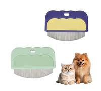 Lot de 2 Peignes Anti-puces pour Chien Chat, Dents Incurvées et Lisses pour Yeux et Oreilles avec Trou de Suspension, Élimine Puces Pellicules Poils Morts, Léger Réutilisable, Vert Violet