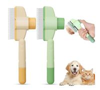 Lot de 2 peignes auto-nettoyants pour puces et chats - Peigne auto-nettoyant pour animaux de compagnie - Brosse à poils pour chien et chat - Brosse à poils pour enlever rapidement les poils perdus en