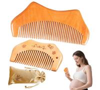 Lot de 2 peignes d'accouchement en bois naturel avec pochette à cordon - Aide ergonomique à soulager la douleur pour la grossesse et l'accouchement - Compact et portable pour sac d'hôpital essentiel