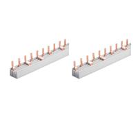 Lot de 2 peignes d'alimentation pour connexion tableau électrique, 3P+N 12 broches 210 mm, barre collectrice pour interrupteurs magnéto-thermiques et différentiels, BusBar modulaire 63 A