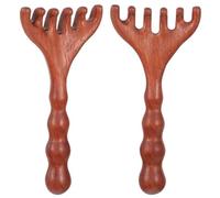 Lot de 2 peignes de massage en bois pour la relaxation profonde et la réduction du stress - Outil de massage du cuir chevelu portable - Gua Sha - Outil à cinq griffes - Cadeau pour la fête des pères