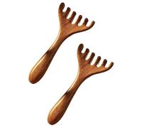Lot de 2 peignes de massage Meridian à six griffes, en bois de cerf à dents larges, peigne à cheveux Gua Sha manuel pour homme et femme, favorise la relaxation