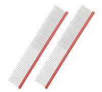 Lot de 2 peignes de toilettage pour chiens en acier inoxydable facile à utiliser pour la perte de poils d'animaux de compagnie