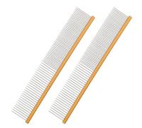 Lot de 2 peignes de toilettage pour chiens en acier inoxydable facile à utiliser pour la perte de poils d'animaux de compagnie