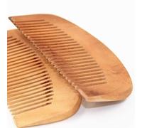 Lot de 2 peignes en bois de pêche naturel avec dents fermées antistatiques pour barbe et cheveux de barbe, massage, démêlant, accessoires de coiffage