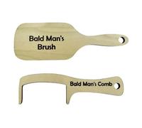 Lot de 2 peignes et brosses pour homme chauve, peigne amusant sans poils, peigne amusant en bois, cadeau pour homme aux cheveux clairsemés (taille : 19,5/17 cm)