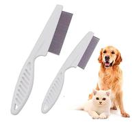 Lot de 2 peignes multifonctions for poils d'animaux, élimination des taches, peigne de toilettage magique for chiens et chats, peigne de massage de toilettage à dents fines en acier inoxydable for dém