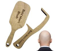 Lot de 2 peignes pour homme chauve, ensemble d'outils de toilettage amusant en bois sans poils et tampon audacieux, outil fantaisie pour effiler les cheveux, brosse à cheveux blague à tête chauve