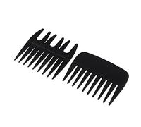 Lot de 2 peignes statiques à dents larges pour homme - Taille complète et taille de voyage pour barbe et cheveux lisses - Plastique avec dents douces - Poids et portable - Couleur noire