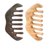 Lot de 2 peignes verts en bois de santal pour cheveux - Peigne de massage en bois de santal - Peigne à dents fines - Peigne à pointes de déclenchement - Peigne à cuir chevelu - Masseur de tête -