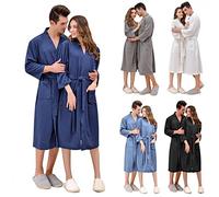 Lot de 2 peignoirs en coton pour sauna et femme - Peignoir en tissu éponge - Peignoir de bain - Col châle - Pour femme, Marine, XL