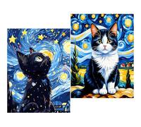 Lot de 2 peintures par numéros pour enfants à partir de 5, 6, 7, 8, 9, 10 ans, filles, chat, peinture par numéros pour enfants débutants, avec 3 pinceaux et peinture acrylique pour la décoration de la