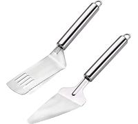 Lot de 2 pelle à tarte et spatule dentelée, coupe-gâteau en acier inoxydable avec poignée confortable pour couper et servir des desserts, brownies, gâteaux, normal