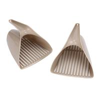 Lot de 2 pelles à litière ergonomiques Litter Genie avec support, pelle à litière en plastique PP marron clair pour le nettoyage de la litière de la maison.