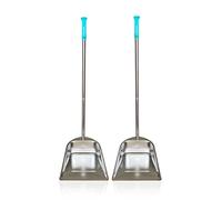Lot de 2 pelles à poussière avec long manche pour la maison, 85,1 cm en acier inoxydable robuste de qualité supérieure, design élégant, pelle robuste pour la maison/hall/magasin/bureau