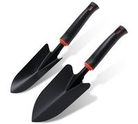 Lot de 2 pelles de jardin en acier au carbone - Noir - Larges et étroites - Anti-flexion - Antidérapantes - Pour planter, transplanter, désherber et ameublir