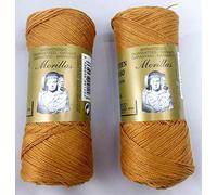 Lot de 2 pelotes de coton perlé 100 % égyptien mercerisé pour bricolage et tricot à la main au crochet ou au tricot avec une finition élégante. (2 x 70 g) (8, OCRE 41)