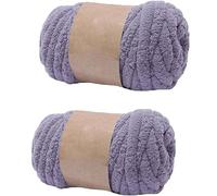 Lot de 2 pelotes de fil chenille super épais à tricoter pour couvertures, tapis, chapeaux, écharpes, 250 g - Violet