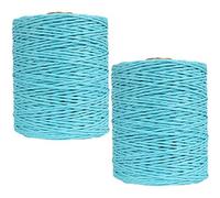 Lot de 2 pelotes de fil de coton naturel en raphia pour l'été, le soleil, le soleil, le sac de plage, le sac à main, à tricoter à la main, 560 à 600 m