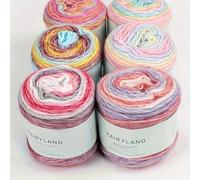 Lot de 2 pelotes de fil pour crochet - 60% coton, 30% acrylique, 10% laine - Multicolore ombré - Coton doux arc-en-ciel pour écharpes, châles, couvertures et vêtements
